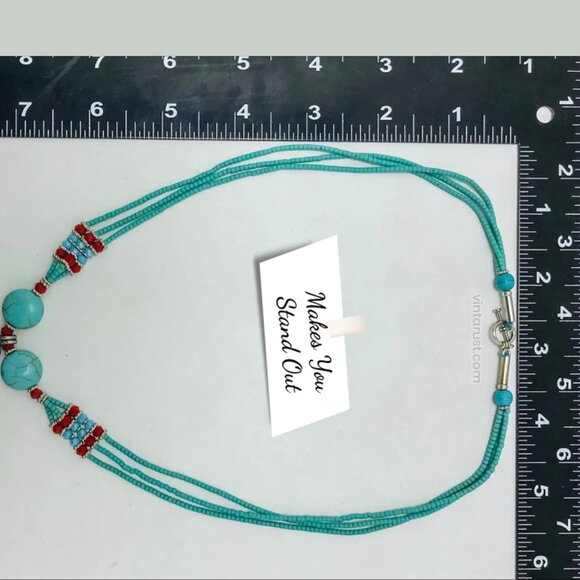 Beaded Multilayers Chain Necklace With Pendant, Ethnic Statement Necklaces - Picture 12 of 12